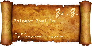 Zsingor Zomilla névjegykártya